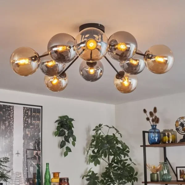 hofstein Gastor Plafonnier 83 cm Ambre, Fumé, 10 lumières* Lampes Modernes