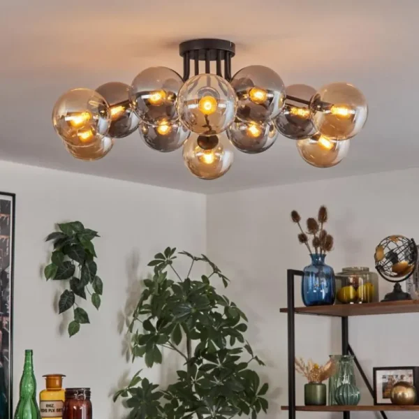 hofstein Gastor Plafonnier 91 cm Ambre, Fumé, 12 lumières* Lampes Modernes