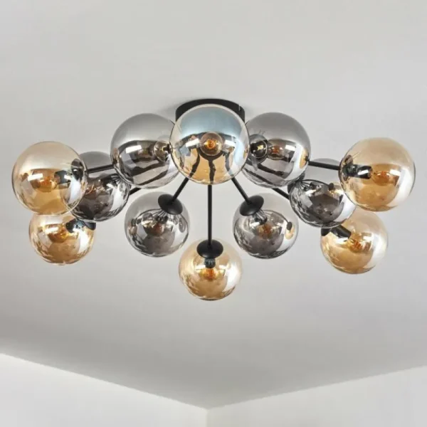 hofstein Gastor Plafonnier 91 cm Ambre, Fumé, 12 lumières* Lampes Modernes