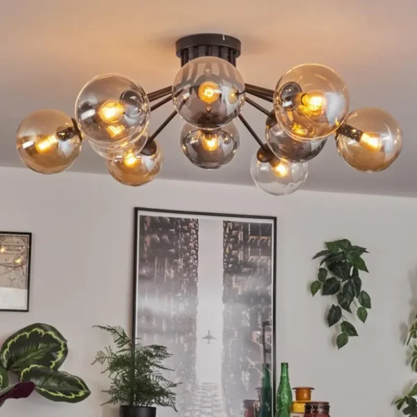 hofstein Gastor Plafonnier 91 cm Ambre, Clair, Fumé, 12 lumières* Lampes Modernes