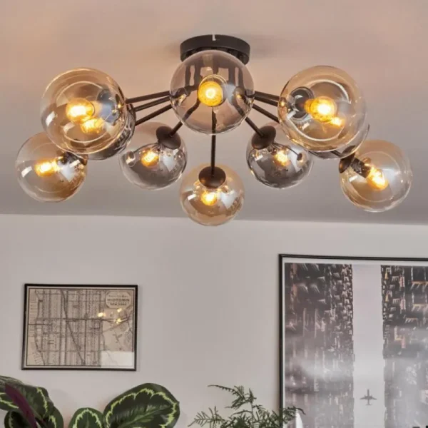 hofstein Gastor Plafonnier 83 cm Ambre, Clair, Fumé, 10 lumières* Lampes Modernes