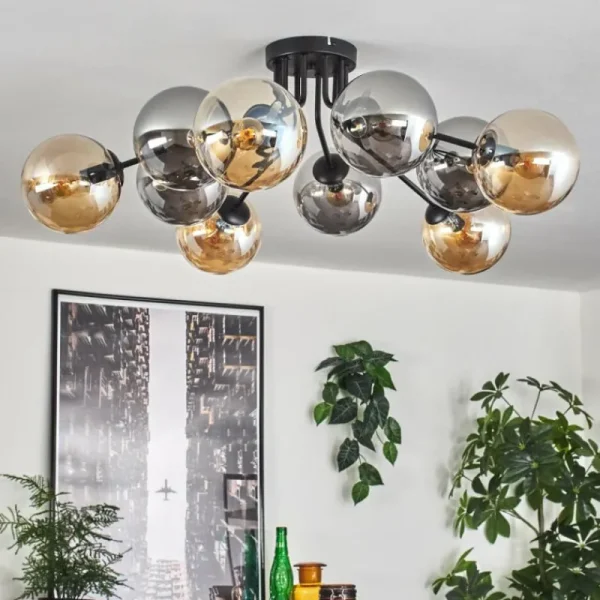 hofstein Gastor Plafonnier 83 cm Ambre, Fumé, 10 lumières* Lampes Modernes