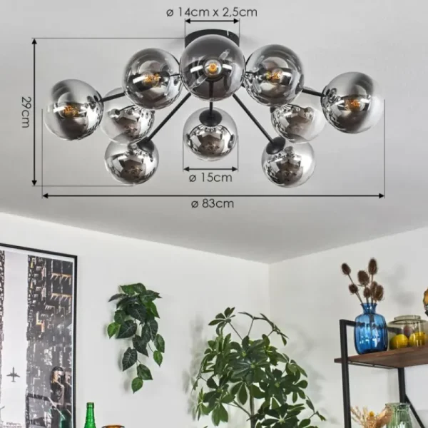 hofstein Gastor Plafonnier 83 cm Chrome, Clair, 10 lumières* Lampes En Verre