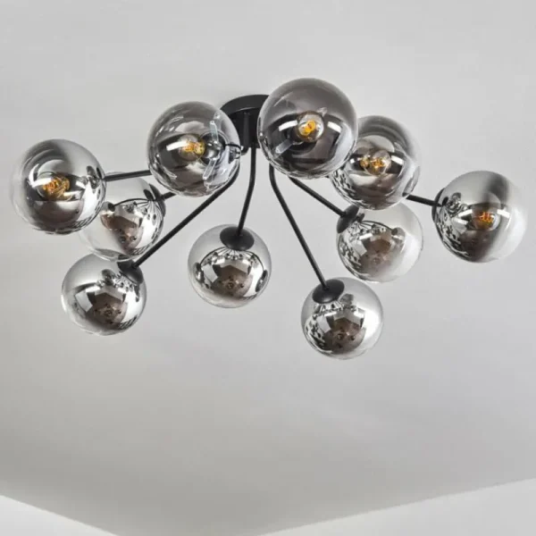 hofstein Gastor Plafonnier 83 cm Chrome, Clair, 10 lumières* Lampes En Verre