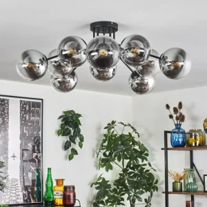 hofstein Gastor Plafonnier 83 cm Chrome, Clair, 10 lumières* Lampes En Verre