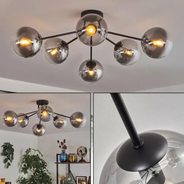 hofstein Gastor Plafonnier 74 cm Clair, Fumé, 6 lumières* Lampes Modernes