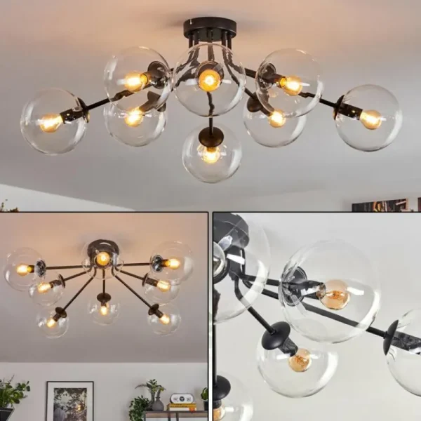 hofstein Gastor Plafonnier 87 cm Clair, 8 lumières* Lampes En Verre