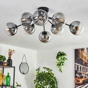 hofstein Gastor Plafonnier 87 cm Clair, Fumé, 8 lumières* Lampes Modernes