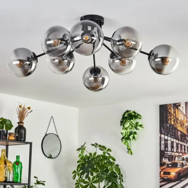 hofstein Gastor Plafonnier 87 cm Clair, Fumé, 8 lumières* Lampes Modernes