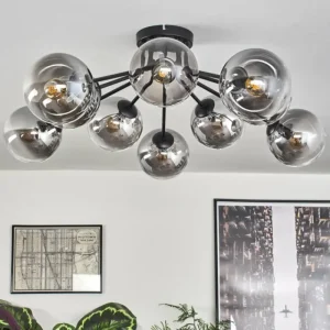 hofstein Gastor Plafonnier 83 cm Clair, Fumé, 10 lumières* Lampes Modernes