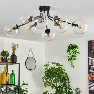 hofstein Gastor Plafonnier 87 cm Clair, 8 lumières* Lampes En Verre