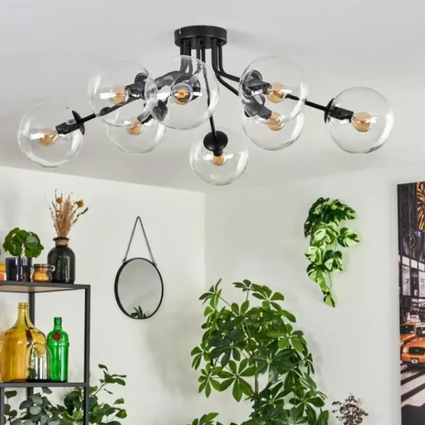 hofstein Gastor Plafonnier 87 cm Clair, 8 lumières* Lampes En Verre