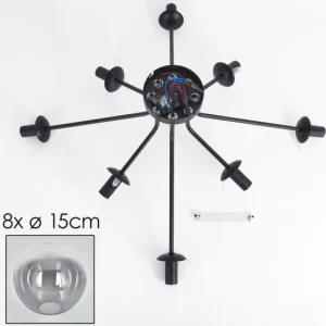 hofstein Gastor Plafonnier 87 cm Clair, Fumé, 8 lumières* Lampes Modernes