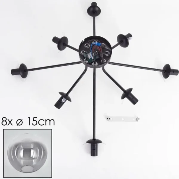 hofstein Gastor Plafonnier 87 cm Clair, Fumé, 8 lumières* Lampes Modernes