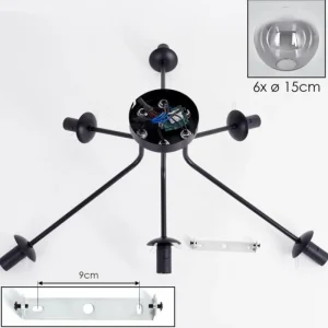 hofstein Gastor Plafonnier 74 cm Clair, Fumé, 6 lumières* Lampes Modernes