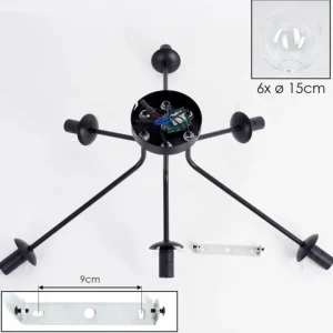 hofstein Gastor Plafonnier 74 cm Clair, 6 lumières* Lampes En Verre