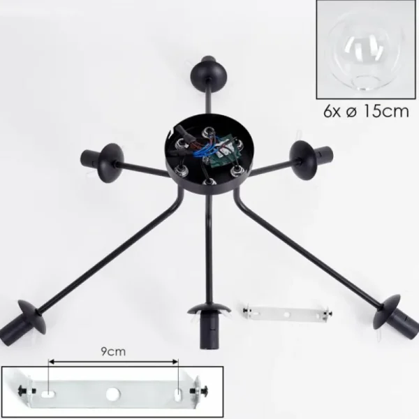hofstein Gastor Plafonnier 74 cm Clair, 6 lumières* Lampes En Verre
