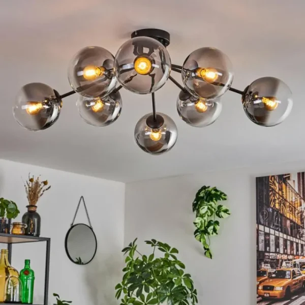 hofstein Gastor Plafonnier 87 cm Clair, Fumé, 8 lumières* Lampes Modernes