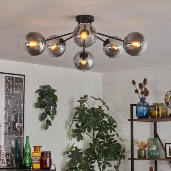 hofstein Gastor Plafonnier 74 cm Clair, Fumé, 6 lumières* Lampes Modernes