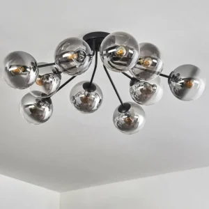 hofstein Gastor Plafonnier 83 cm Clair, Fumé, 10 lumières* Lampes Modernes