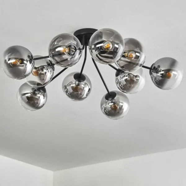 hofstein Gastor Plafonnier 83 cm Clair, Fumé, 10 lumières* Lampes Modernes