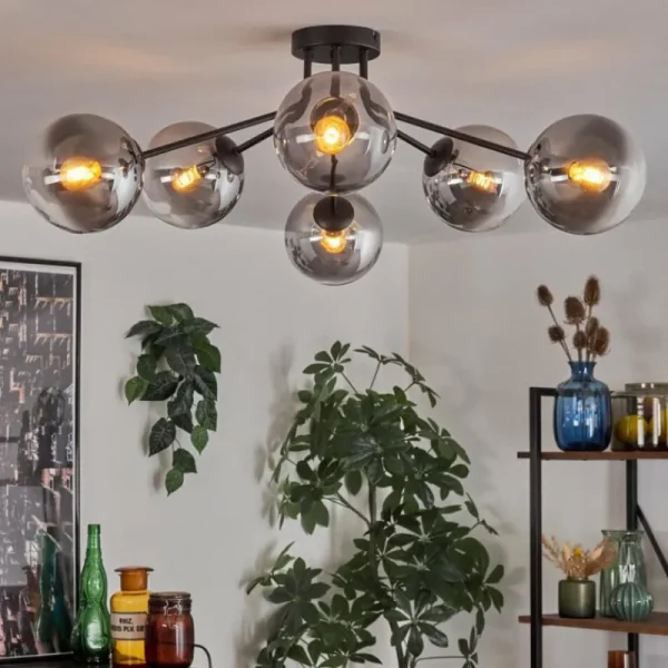 hofstein Gastor Plafonnier 74 cm Clair, Fumé, 6 lumières* Lampes Modernes