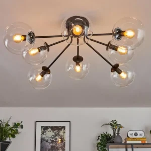 hofstein Gastor Plafonnier 87 cm Clair, 8 lumières* Lampes En Verre