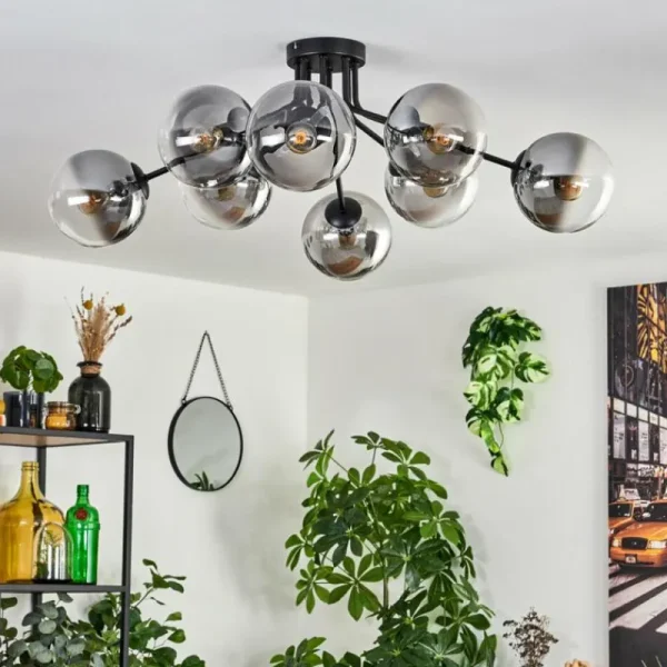 hofstein Gastor Plafonnier 87 cm Clair, Fumé, 8 lumières* Lampes Modernes