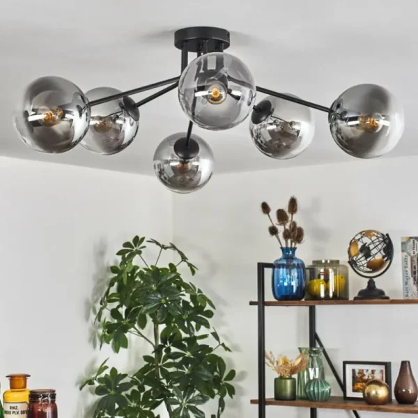 hofstein Gastor Plafonnier 74 cm Clair, Fumé, 6 lumières* Lampes Modernes
