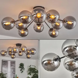 hofstein Gastor Plafonnier 83 cm Fumé, 10 lumières* Lampes Modernes