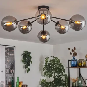 hofstein Gastor Plafonnier 74 cm Fumé, 6 lumières* Lampes Modernes