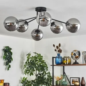 hofstein Gastor Plafonnier 74 cm Fumé, 6 lumières* Lampes Modernes