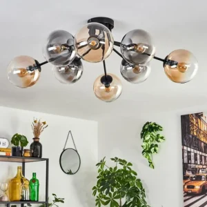 hofstein Gastor Plafonnier 87 cm Noir, 8 lumières* Lampes Modernes