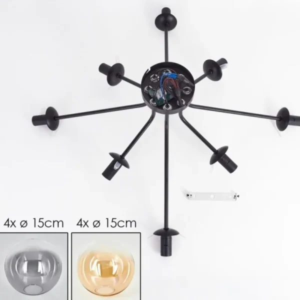 hofstein Gastor Plafonnier 87 cm Noir, 8 lumières* Lampes Modernes