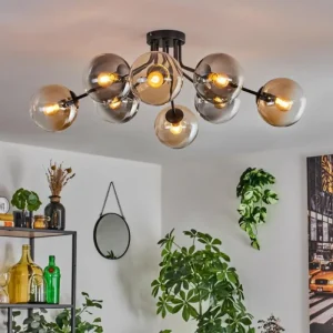 hofstein Gastor Plafonnier 87 cm Noir, 8 lumières* Lampes Modernes