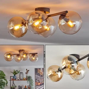 hofstein Gastor Plafonnier, Boule lumineuse Ambre, Clair, 4 lumières* Lampes En Verre