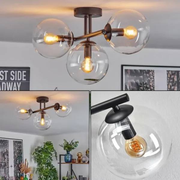 hofstein Gastor Plafonnier, Boule lumineuse Clair, 3 lumières* Lampes En Verre