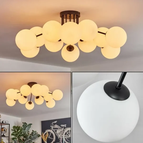 hofstein Gastor Plafonnier, Boule lumineuse Blanc, 12 lumières* Lampes En Verre