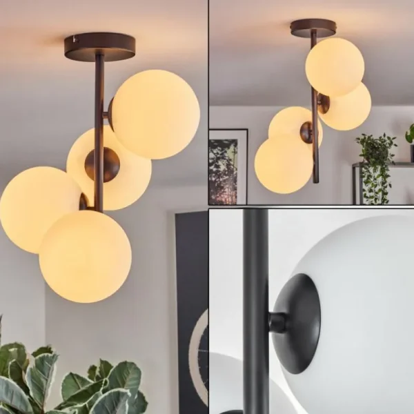 hofstein Gastor Plafonnier, Boule lumineuse Transparent, 4 lumières* Lampes En Verre