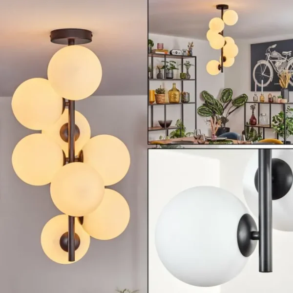 hofstein Gastor Plafonnier, Boule lumineuse Transparent, 8 lumières* Lampes En Verre