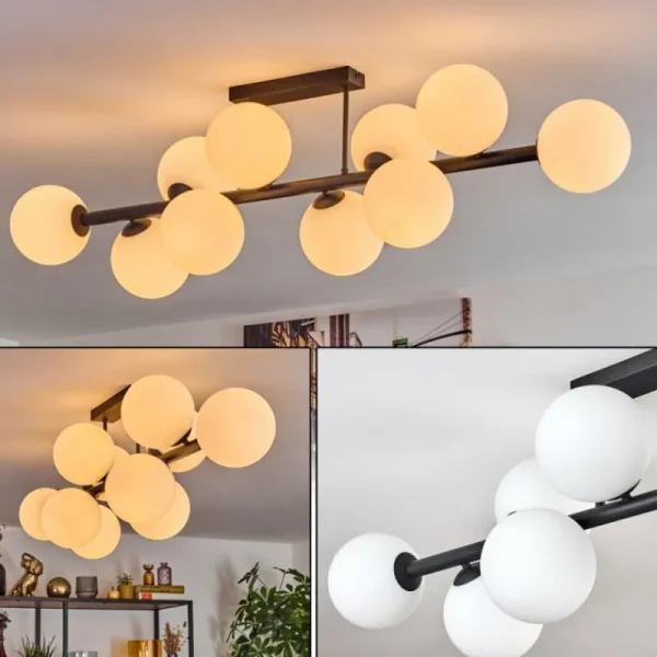hofstein Gastor Plafonnier, Boule lumineuse Blanc, 10 lumières* Lampes En Verre