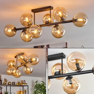 hofstein Gastor Plafonnier, Boule lumineuse Ambre, 8 lumières* Lampes En Verre