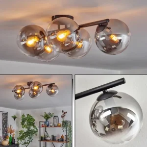 hofstein Gastor Plafonnier, Boule lumineuse Clair, Fumé, 5 lumières* Lampes Modernes