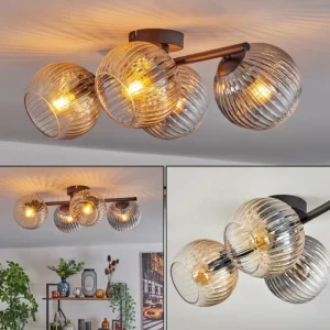 hofstein Gastor Plafonnier, Boule lumineuse Ambre, Clair, Fumé, 4 lumières* Lampes Modernes