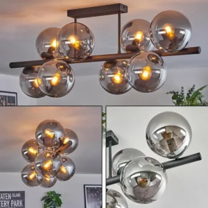 hofstein Gastor Plafonnier, Boule lumineuse Fumé, 8 lumières* Lampes Modernes