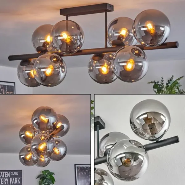 hofstein Gastor Plafonnier, Boule lumineuse Fumé, 8 lumières* Lampes Modernes