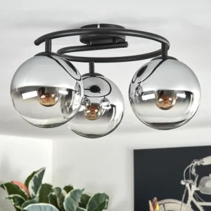 hofstein Gastor Plafonnier, Boule lumineuse 37 cm Chrome, Clair, Fumé, 3 lumières* Lampes Modernes