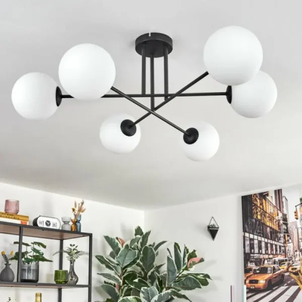 hofstein Gastor Plafonnier, Boule lumineuse Blanc, 6 lumières* Lampes En Verre