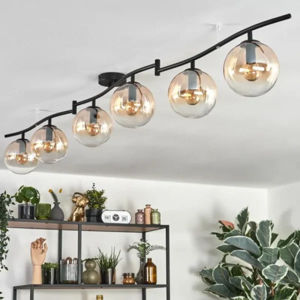 hofstein Gastor Plafonnier, Boule lumineuse Ambre, Clair, 6 lumières* Lampes En Verre