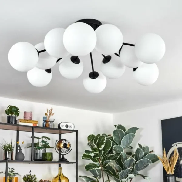 hofstein Gastor Plafonnier, Boule lumineuse Blanc, 12 lumières* Lampes En Verre